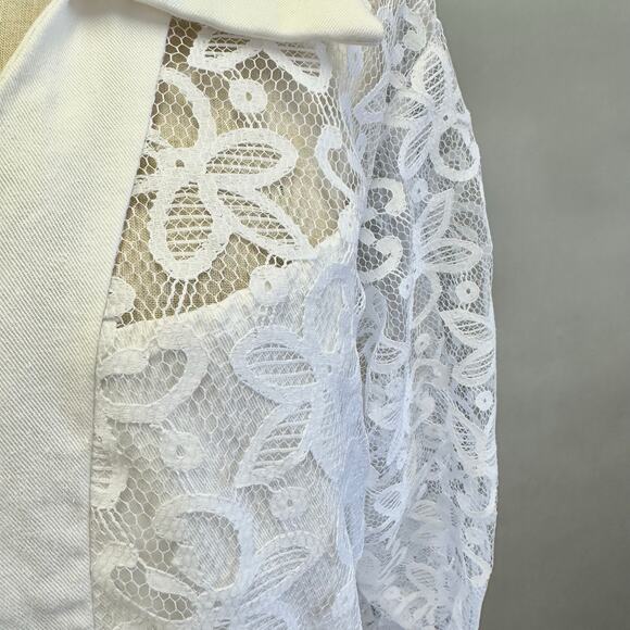 Vintage 90s Banjo poplin and lace western zip up shirt size 1X - Picture 4 of 15